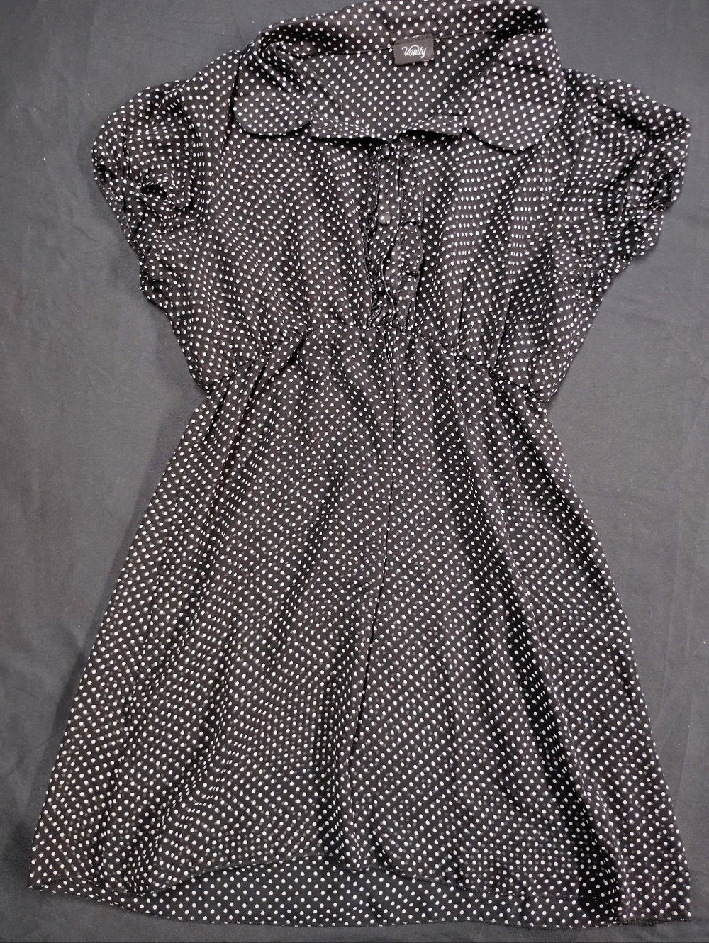 Vanity Black and White Polka Dot Button-Front Dress